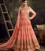 Maroon embroidered georgette salwar