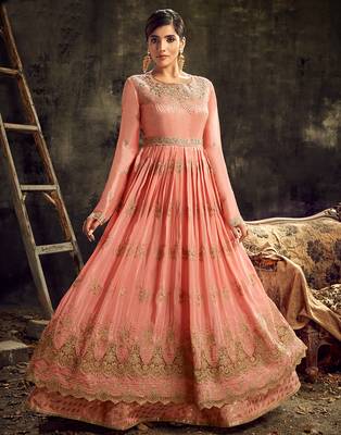 Maroon embroidered georgette salwar 2