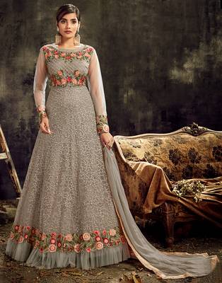 Blue embroidered georgette salwar 1
