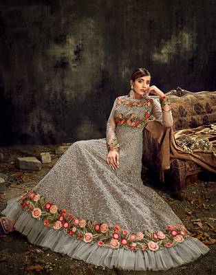 Blue embroidered georgette salwar 2