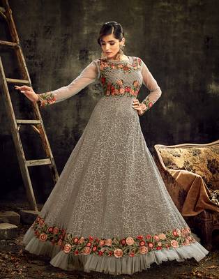 Blue embroidered georgette salwar 3