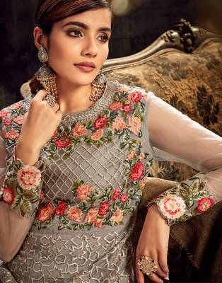 Blue embroidered georgette salwar 4