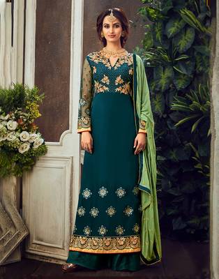 Peach embroidered pure viscose salwar 1