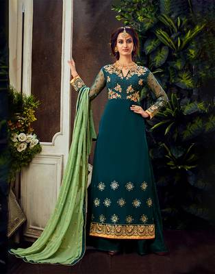 Peach embroidered pure viscose salwar 2