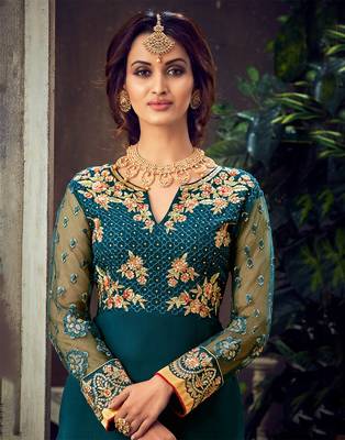 Peach embroidered pure viscose salwar 3