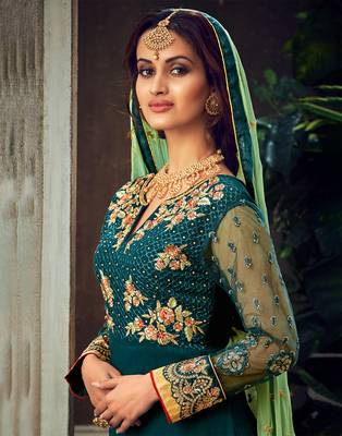 Peach embroidered pure viscose salwar 4