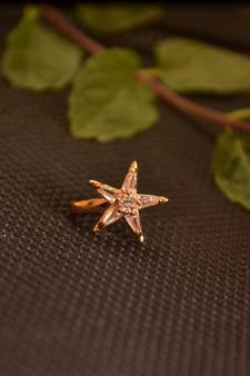 Sizzling gold floral diamond cubic zirconia clipon nose-ring or nosepin