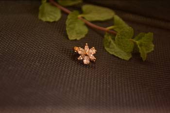 Sizzling gold floral diamond cubic zirconia clipon nose-ring or nosepin 1
