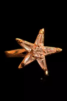 Sizzling gold floral diamond cubic zirconia clipon nose-ring or nosepin