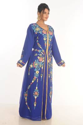 Royal Ethnic Maxi Abaya Moroccan Islamic Kaftan Beach Fancy Modern Floor Length Bell Sleeve For Women Dress 3