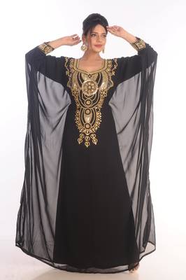 Royal Moroccan Ethnic Maxi Abaya Islamic Kaftan Beach Fancy Modern Floor Length Long Sleeve For Women Dress 1