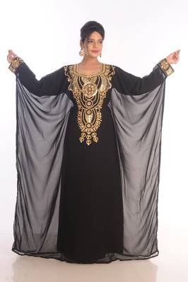 Royal Moroccan Ethnic Maxi Abaya Islamic Kaftan Beach Fancy Modern Floor Length Long Sleeve For Women Dress 2