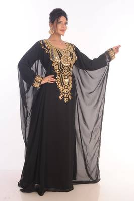 Royal Moroccan Ethnic Maxi Abaya Islamic Kaftan Beach Fancy Modern Floor Length Long Sleeve For Women Dress 3