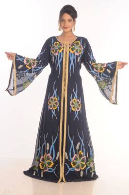 SALE !! Moroccan Islamic Kaftan Beach Abaya Fancy Modern Floor Length Long Sleeve For Women Dress 1