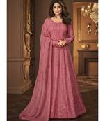 Shamita Shetty Dusky Pink Lucknowi Embroidered Anarkali Suit