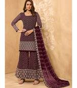 Dark Wine Georgette Pakistani Salwar Kameez