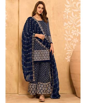 Navy Blue Georgette Pakistani Salwar Kameez 2