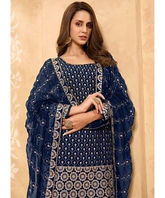 Navy Blue Georgette Pakistani Salwar Kameez 3