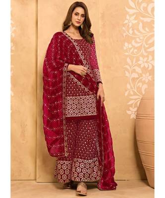 Dark Red Georgette Pakistani Salwar Kameez 2