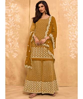 Mustard Georgette Pakistani Salwar Kameez 2