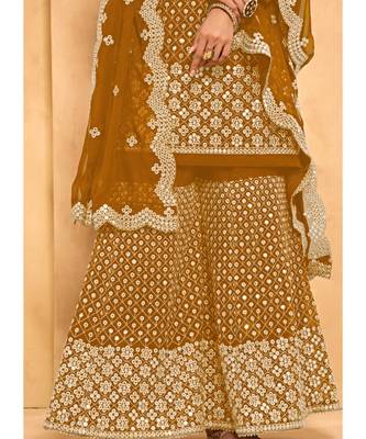 Mustard Georgette Pakistani Salwar Kameez 4