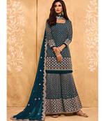 Dark Teal Georgette Pakistani Salwar Kameez
