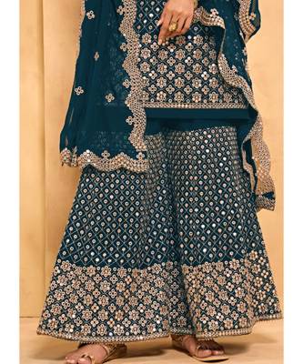 Dark Teal Georgette Pakistani Salwar Kameez 4