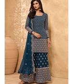 Dark Teal Georgette Pakistani Salwar Kameez