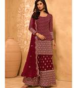 Maroon Georgette Pakistani Salwar Kameez