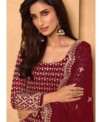 Maroon Georgette Pakistani Salwar Kameez 2