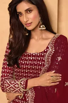 Maroon Georgette Pakistani Salwar Kameez