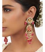 Gold & Red Immitation Kundan Polki Dangler Chandelier