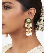 Green & White Immiation Kundan Polki Dangler Chandelier