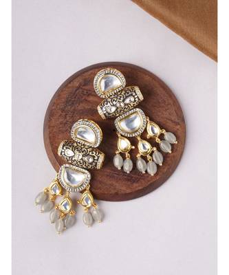 Multi Color Immitation Kundan Polki & Meenakari Motif Dangler Chandelier 3