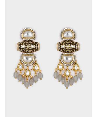Multi Color Immitation Kundan Polki & Meenakari Motif Dangler Chandelier 4