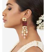 Gold & Red Immitation Kundan Polki Dangler Chandelier