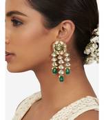 Gold & Green Immitation Kundan Polki Dangler Chandelier