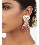 Gold & Pink Immitation Kundan Polki Dangler Chandelier