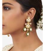 Gold & Green Immiation Kundan Polki Dangler Chandelier