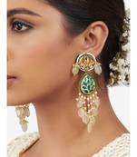 Gold & Green Immitation Kundan Polki Dangler Chandelier