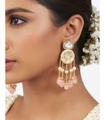 Gold & Pink Immitation Kundan Polki Dangler Chandelier