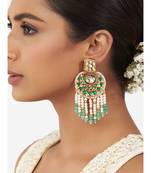 Gold & Green Immitation Kundan Polki Chandbali Chandelier