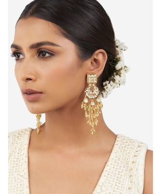 Gold & Green Immitation Kundan Polki Chandbali Chandelier 2