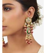 Multi Color Immitation Kundan Polki & Lakha Meenakari Polki Chandbali Chandelier