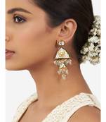 Gold & Grey Immitation Kundan Polki & Meenakari Dangler Drops