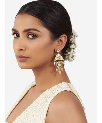 Gold & Grey Immitation Kundan Polki & Meenakari Dangler Drops 2