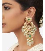 Gold & Green Immitation Kundan Polki Chandbali Chandelier