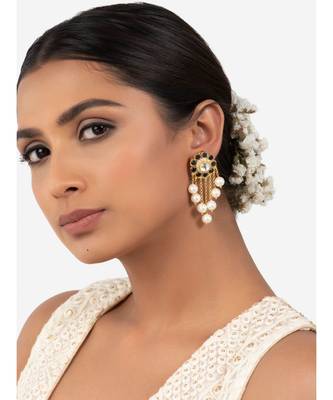 Gold & Blue Immitation Kundan Polki Dangler Chandelier 2