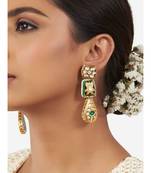 Gold & Green Immitation Kundan Polki & Lakha Meenakari Dangler Drop