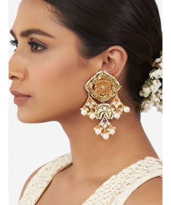 Multi Color Immitation Kundan Polki Dangler Chandelier 1
